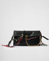 Prada - Soft Sound Large Leather Shoulder Bag With Charms - Lyst