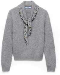 Prada - Cashmere Crew-Neck Sweater With Scarf - Lyst