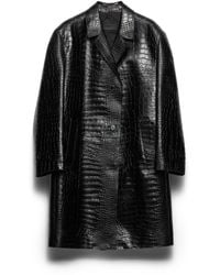 Prada - Abrigo De Piel Con Estampado De Cocodrilo, Mujer, Talla - Lyst