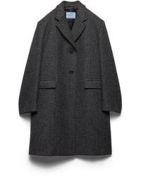 Prada - Single-Breasted Chevron Wool Jacket - Lyst