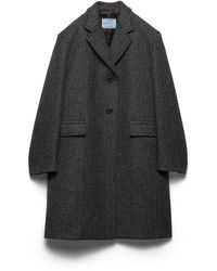 Prada - Chaqueta De Botonadura Simple En Lana Con Motivo Chevrón, Mujer, Talla - Lyst