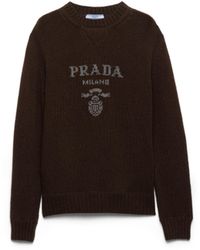 Prada - Cashmere And Wool Logo Crew-Neck Sweater - Lyst