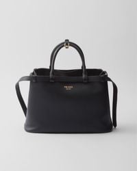 Prada - Buckle Medium Leather Handbag With Double Belt - Lyst