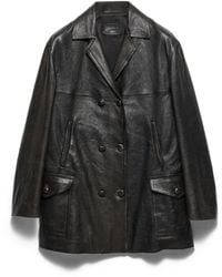 Prada - Double-Breasted Nappa Leather Caban Jacket - Lyst