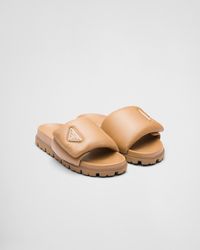 Prada - Soft Padded Nappa Leather Slides - Lyst
