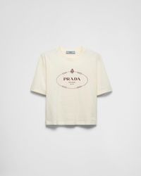 Prada - Bedrucktes T-Shirt Aus Jersey - Lyst