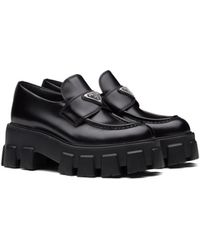 Prada - Monolith Logo-Plaque Patent-Leather Loafers - Lyst