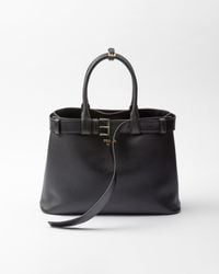 Prada - Buckle Large Leather Handbag With Belt - Lyst