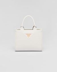 Prada - Mini Symbole Leather Bag With Stitching - Lyst