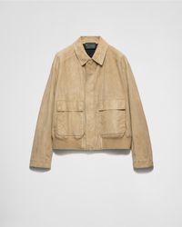 Prada - Suede And Cotton Bomber Jacket - Lyst