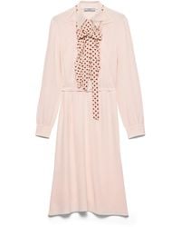 Prada - Embroidered Marocain Dress - Lyst