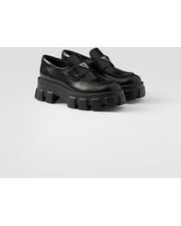 Prada - Monolith Logo-Plaque Patent-Leather Loafers - Lyst