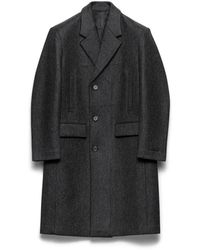 Prada - Single-Breasted Wool Coat - Lyst