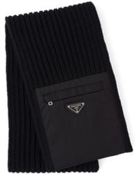 Prada - Wool Scarf With Re-Nylon Gabardine Pocket - Lyst