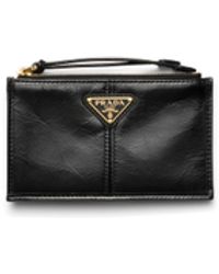 Prada - Leather Card Holder With Zipper - Lyst
