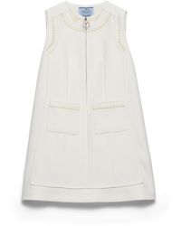 Prada - Embroidered Natté Fabric Mini-Dress - Lyst