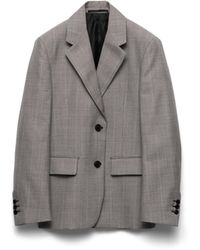 Prada - Single-Breasted Checked Grisaille Jacket - Lyst