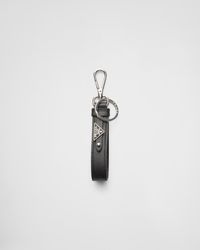 Prada - Saffiano Leather Keychain - Lyst