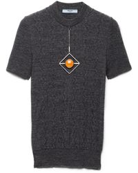 Prada - Short-Sleeved Wool Sweater With Pendant - Lyst
