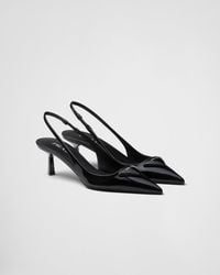 Prada - Patent Leather Slingback Pumps 55 - Lyst