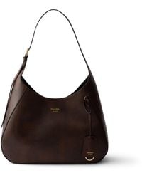 Prada - Boogie Large Leather Bag, Cocoa - Lyst