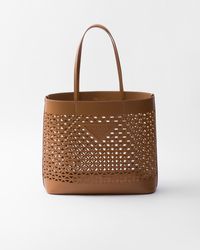 Prada - Large Perforated Leather Tote Bag - Lyst