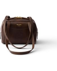 Prada - Box Antiqued Leather Top-Handle Mini-Bag - Lyst