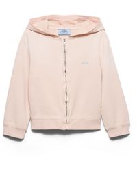 Prada - Cotton Fleece Hoodie Zipper Jacket - Lyst