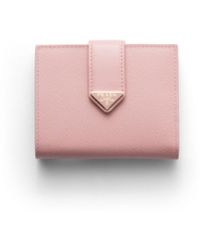 Prada - Small Saffiano And Smooth Leather Wallet - Lyst