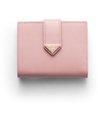 Prada - Small Saffiano And Smooth Leather Wallet - Lyst