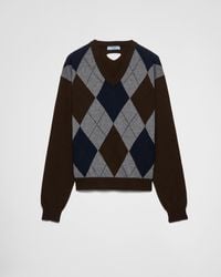 Prada - Pullover Aus Kaschmir Mit V-Ausschnitt - Lyst