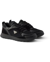 Prada - Prax Leather And Fabric Sneakers, Size 5 - Lyst