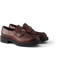 Prada - Chocolate Aged Leather Loafers, Size 5 - Lyst