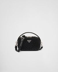 Prada - Odette Mini Bag Aus Satin Mit Kristallen - Lyst