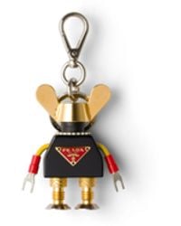 Prada - Robot Plexiglas And Saffiano Leather Keychain Charm - Lyst