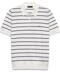Prada - Short-Sleeved Striped Cotton Polo Shirt - Lyst