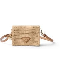 Prada - Crochet Card Holder With Shoulder Strap - Lyst