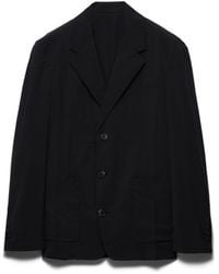 Prada - Single-Breasted Wool Blend Jacket - Lyst