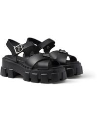Prada - Monolith Logo-Plaque Rubber Heeled Sandals - Lyst