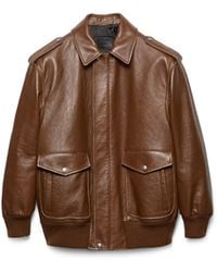 Prada - Nappa Leather Bomber Jacket - Lyst