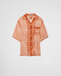 Prada - Embroidered Organza Shirt - Lyst