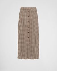 Prada - Printed Crepe De Chine Pleated Midi-Skirt - Lyst