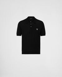 Prada - Polo En Laine À Logo Brodé - Lyst