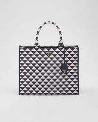Prada - Large Symbole Embroidered Fabric Handbag - Lyst