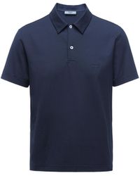 Prada - Stretch Cotton Polo Shirt With Embroidered Logo - Lyst