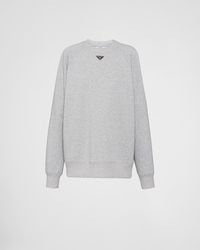 Prada - Long-Sleeved Cotton Sweatshirt - Lyst