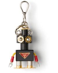 Prada - Robot Metal And Saffiano Leather Keychain Charm - Lyst