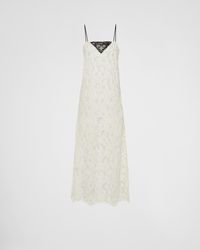 Prada - Embroidered Lace Midi-dress - Lyst
