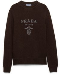 Prada - Cashmere And Wool Logo Crew-Neck Sweater - Lyst