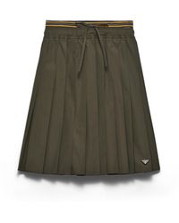 Prada - Pleated Poplin Midi-Skirt, Forest - Lyst